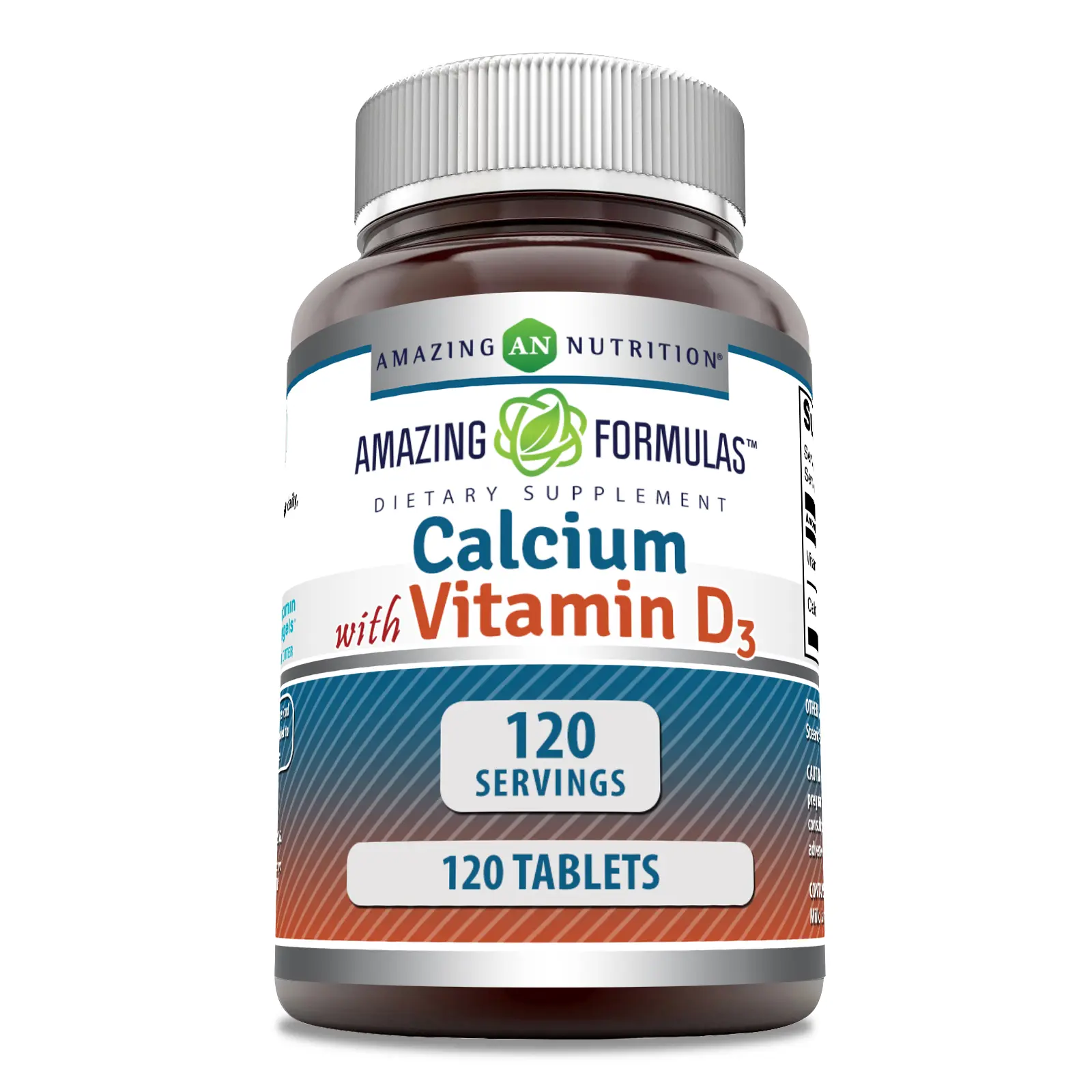 Amazing Formulas Calcium with Vitamin D3 Supplement | 120 Tablets | Non-GMO | Gluten-Free | Made in USA