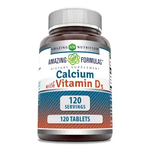 Amazing Formulas Calcium with Vitamin D3 Supplement | 120 Tablets | Non-GMO | Gluten-Free | Made in USA