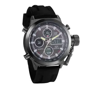 OIDEA Men's Steampunk Tactical Watch, Digital Analog Dual Display Military Sport Wristwatch with Silicone Band, Big Face Watches for Men