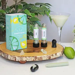 Lime & Pina Colada Cocktail Duo Flavored Seasoning, Edible Food Crayon Spice in Box with Sharpener, Natural Flavor Gluten Free Lemon