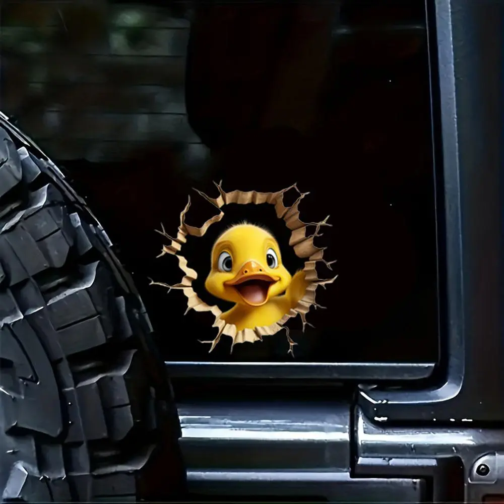 Cute Cartoon Duck Car Decorative Sticker, Cartoon Animal Car Body Sticker, Creative Mirror Sticker, Car Decoration Accessories, Sticker For Cars, Car Decal, Vehicle Exterior Decoration, Car Stickers, Automotive Decoration, Automotive Decals