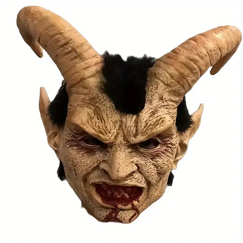 Halloween Devil Mask with Sharp Horns, Gothic Design, Glowing Eyes, Scary, Creepy, Unisex Adult Costume Accessory, Party Accessories, Durable & Comfortable Fit