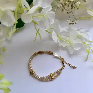 MOP Cross Shell, Crystal Glass, & 18k Plated Rhinestone Beads