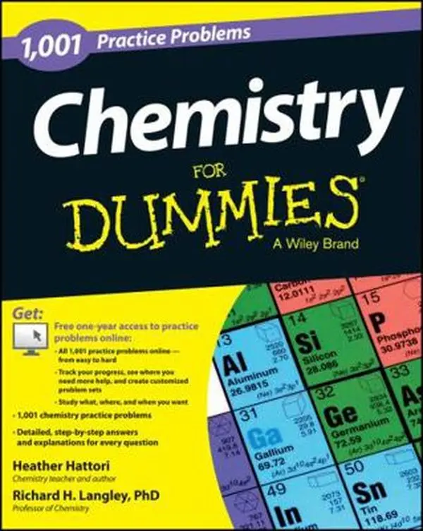 Used Chemistry for Dummies Paperback Book by Richard H. Langley - English, High School Learning Resource with Practice Problems, Printed Text and Online Access, Used Book