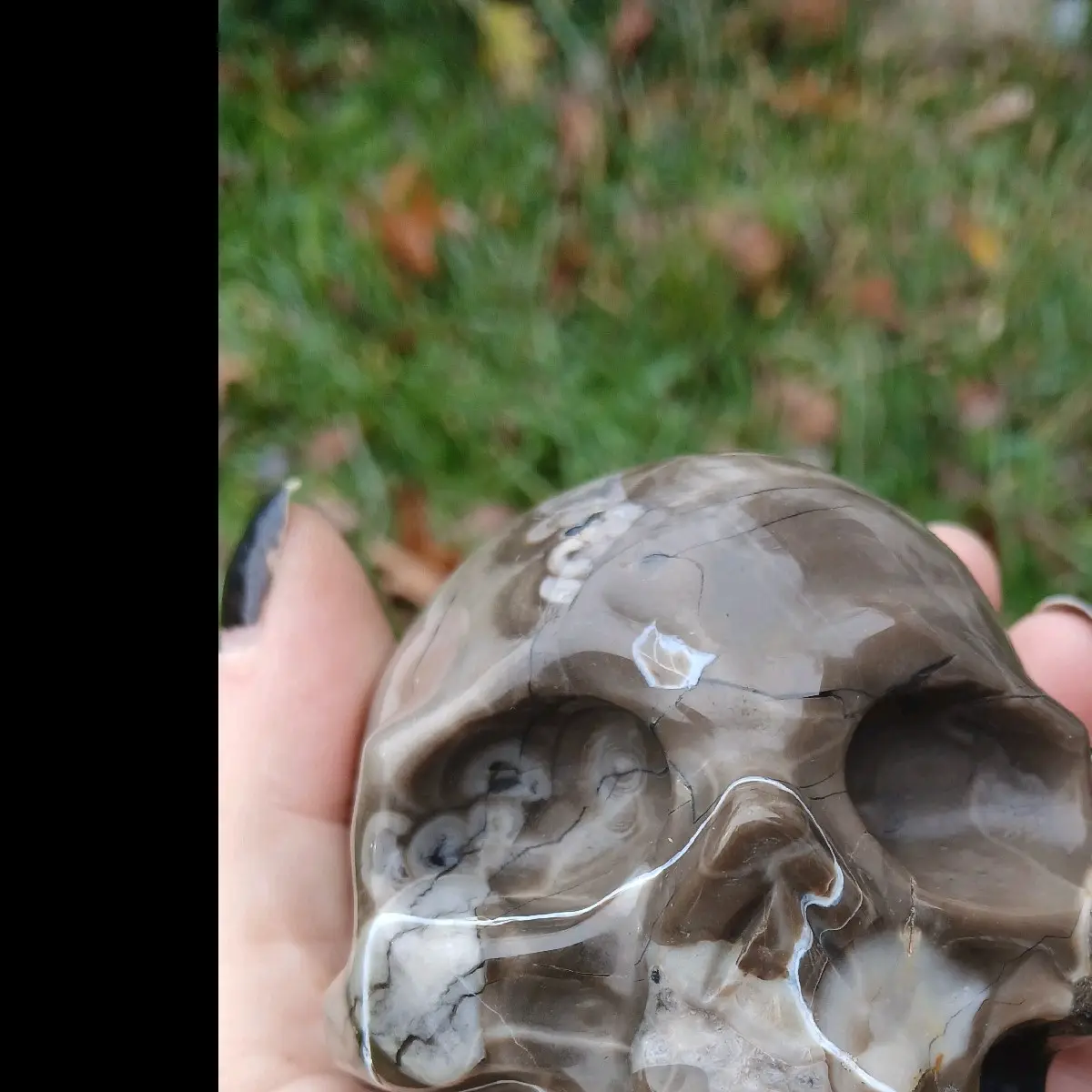 Volcano Agate Skull Carving - Natural Stone Sculpture