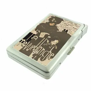 R Blanche French Art Illustration Parisian Metal Wallet case with Built in Lighter