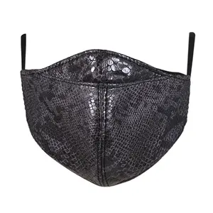 OIDEA Unisex PU Leather Snake Print Half Face Mask - Adjustable Elastic Ear Loop Dust Mask for Outdoor Cycling, Summer Sports