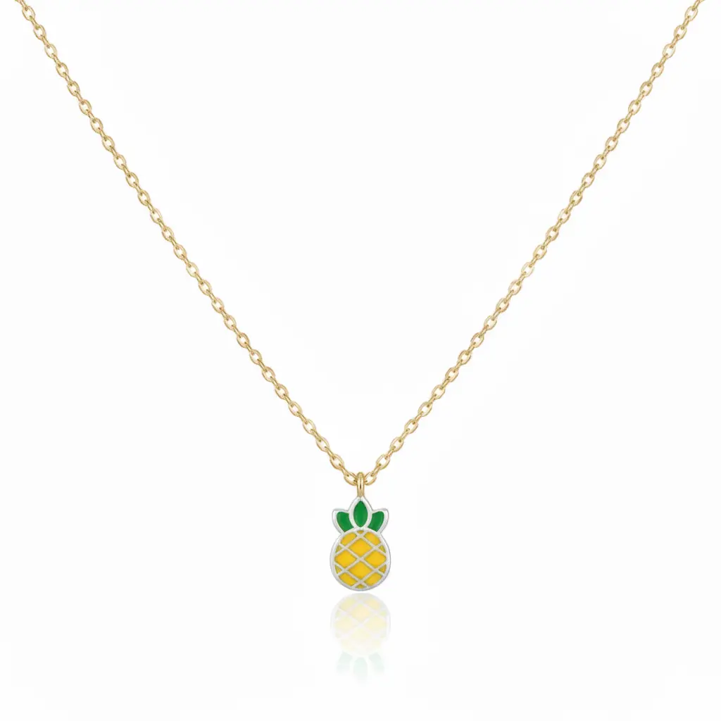 18K Gold Plated Epoxy Pineapple Pendant Necklace