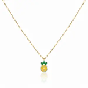 18K Gold Plated Epoxy Pineapple Pendant Necklace