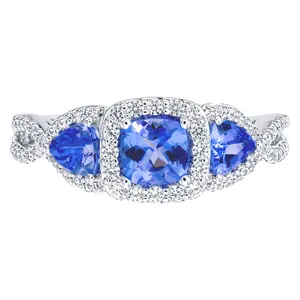 Affinity Gems Tanzanite & White Zircon Ring, Sterling