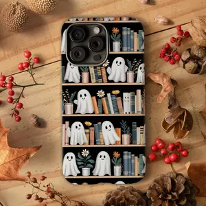 Funny Ghosts Playing on the Flower Bookshelf - Monogrammed Tough iPhone 16 Pro Max Case for Dad & Mom | Magnetic & Durable Protection tough phone privacy protection ip  14