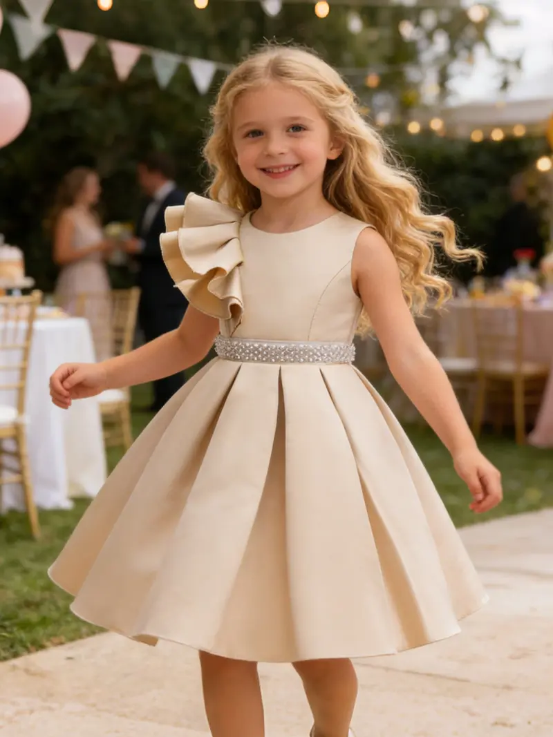 Gold long party dress for kids - TikTok Shop