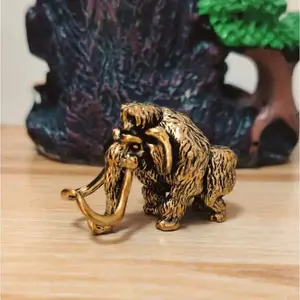 Vintage Brass Elephant Figurine, Miniature Elephant Statue, Cute Collectible Figurines, Animal Collection Gift, Animal Design, Home Decor Accessory, Home Decor for Living Room, Bedroom, Office Desktop, Sculpture Desk Decor, Ornaments