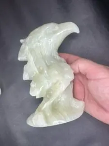 Exquisite Green Banded Onyx Eagles: Hand-Carved Natural Stone Sculptures for Home Decor