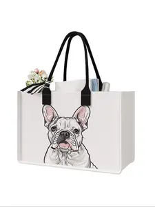 Large Capacity Dog Print Storage Bag, Durable Handle, Space Saving Multi-Purpose, Ideal for School, Travel, Shopping