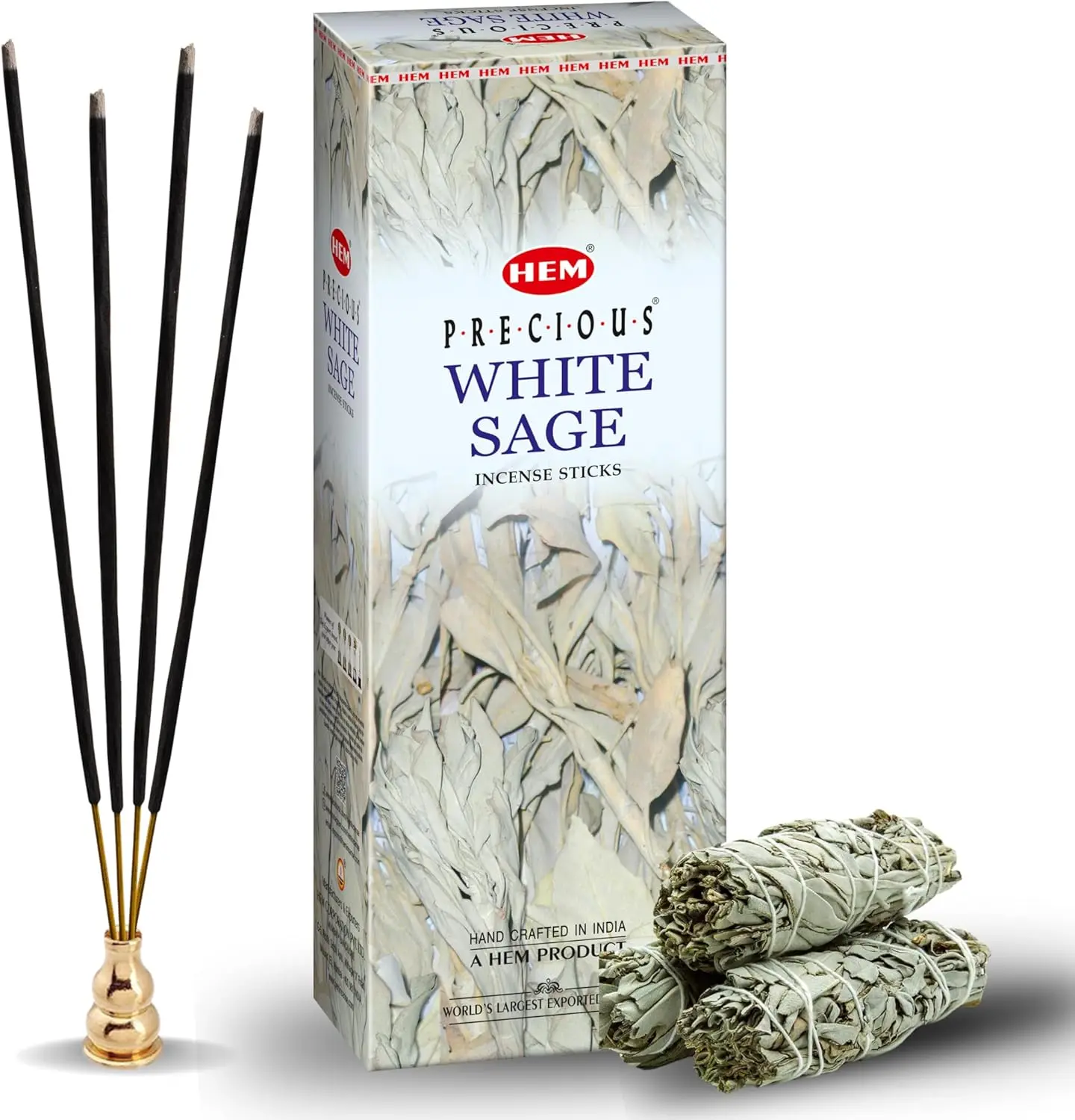 HEM White Sage Incense Sticks - 100 Count | Natural Air Purifying Aromatherapy | Calming and Cleansing Fragrance | Perfect for Meditation and Relaxation | Long-Lasting Burn