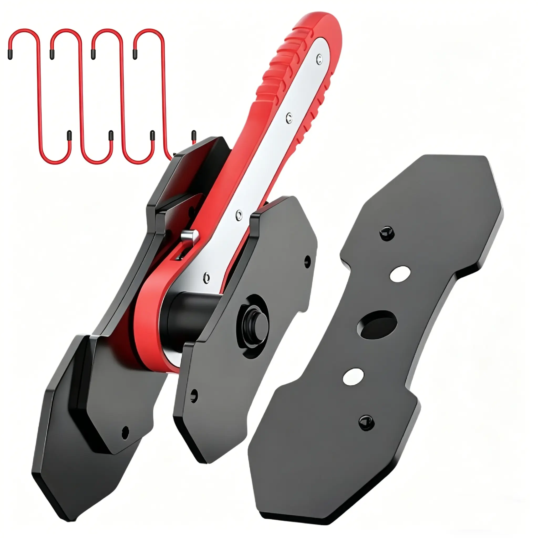 Brake Caliper Piston Press Tool with 4 Caliper Hooks for Single,Dual & Quad Piston Disc Brakes–360°Rotating Ratchet Wrench,Effort-Saving Brake Repair Tool for Car Maintenance,Portable Press-Fit Wrench