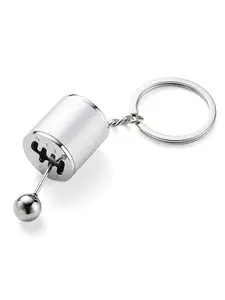 Transmission Keychain, Six-Speed Manual Gear Shift Lever Key Ring, Creative Stress Relief Car Accessory, Silver Color Auto Gear Shift Key Chain