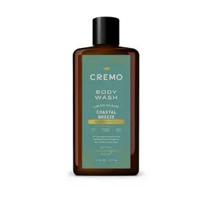 Cremo Rich-Lathering Coastal Breeze Body Wash Men, Notes of Salty Air, Coconut Water, and Mossy Woods, 16 Fl Oz