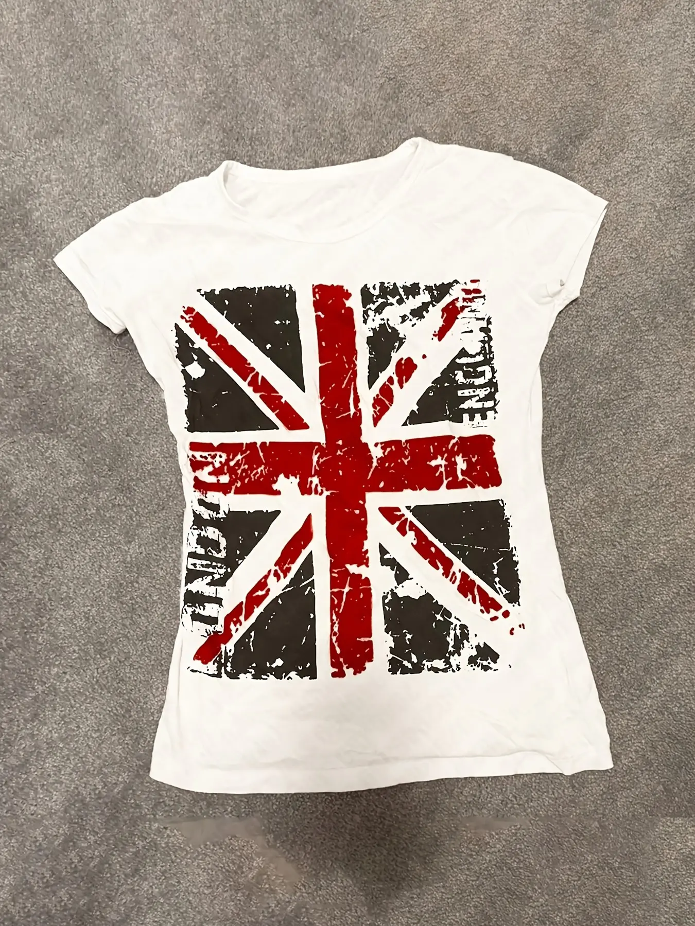 1 Piece Crew Neck Short Sleeve Distressed Union Jack Print Classic T-shirt, Punk Stylish Casual Streetwear