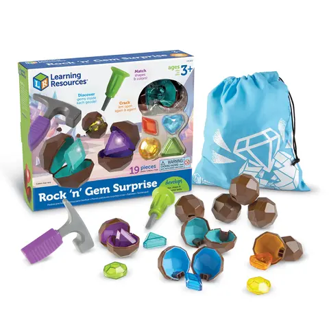 Learning Resources Rock 'n Gem Surprise - 19 Pieces, Ages 3+ Toddler Learning Toys, Sorting and Matching Toys, Early STEM for Kids