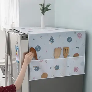 1pc Refrigerator Dust Cover, Waterproof and Oil-Proof Storage Arrangement, Cute Cartoon Washing Machine Cover, Household Refrigerator Protector, Dustproof Design