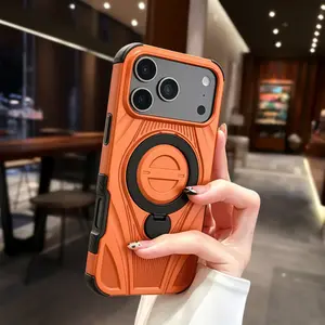 Airbag anti fall bracket phone case for IPhone 17 Pro Max Full explosion four corner anti fall hard shell Holder Bracket magnetic suction 2-in-1 phone case phone protective case Shockproof Cover summerwins