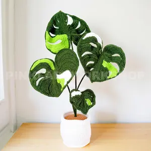 Crochet Monstera Plant | Handmade Crochet Leaves | Crochet Houseplant Decor | Monstera Leaf Pot | Crochet Indoor Plant Gift Decorative Fruit