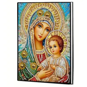 Diamond Art Notebook Set, 5D DIY Crystal Diamond Mosaic Diary, Artificial Leather Cover, Irregular Diamonds, Craft & Learning Journal