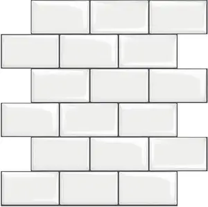 10-Sheet White Subway Tiles Peel and Stick Backsplash, Stick on Tiles Kitchen Backsplash (Thicker Design)