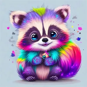Cute Raccoon Pattern DIY Diamond Arts Colorful Painting without Frame, DIY 5D Painting Kit, Wall Art Decor for Home Living Room Bedroom