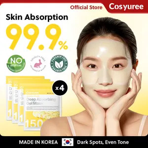 [Cosyuree] Vitamin C + Ceramide Deep Absorbing Gel Mask for Dark Spots, and Uneven Skin Tone｜Overnight Premium Facial Mask ｜Brightening – Korean Skin Care (4 pack)