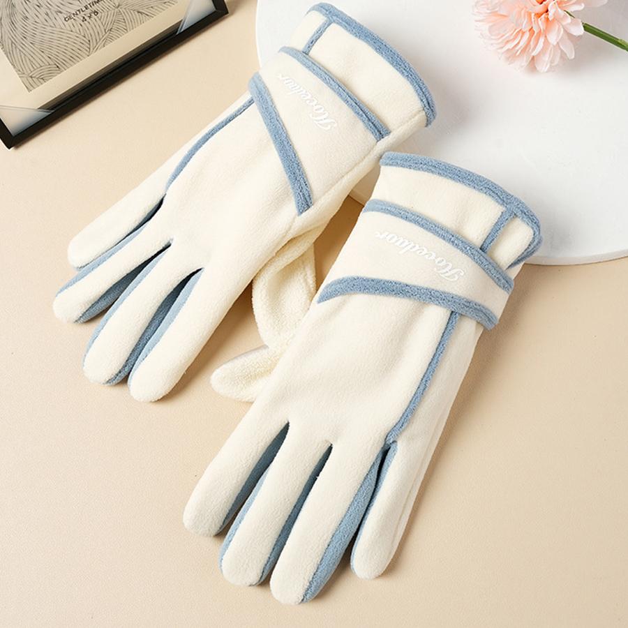 Women's Color Block Fleece Winter Gloves - Soft, Warm, Touch Screen Compatible for Driving (Sports & Outdoor Accessories)