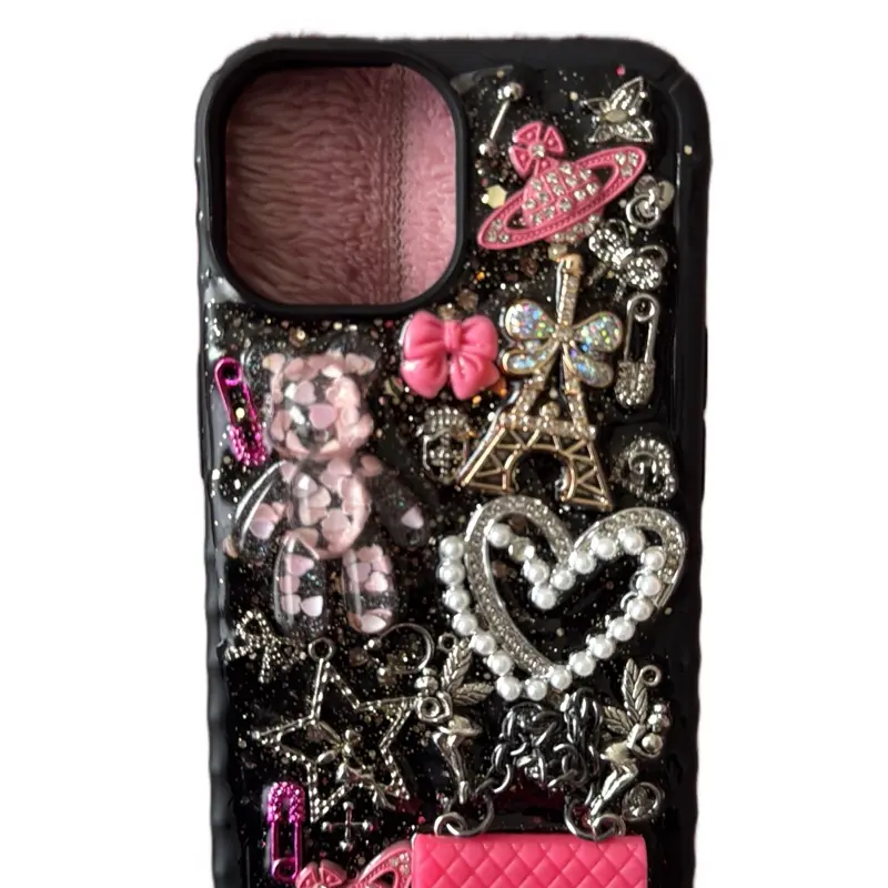 Y2k Theme Freestyle Junk iPhone Case with Assorted Decorative Elements and Unique Designs iphone Protection Shockproof Cover Protector Smartphone Protective Cellphone