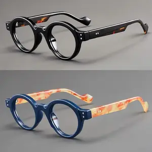 2PCS Trendy Blue Light Blocking Glasses for Men & Women, Retro Round & Square Frames, Non-Prescription Computer Eyewear with Protective Case, Stylish Work-from-Home, Study, Gaming, Digital Screen Accessory
