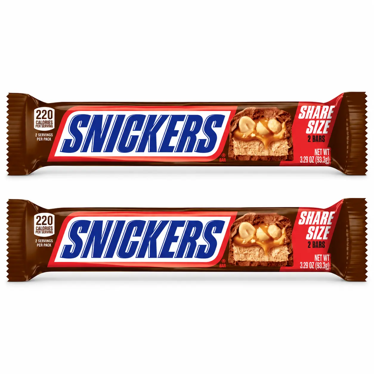 SNICKERS Milk Chocolate Share Size Candy Bars, 3.29 oz Packs | 2, 4, 6, 12, 18 or 24 Pack