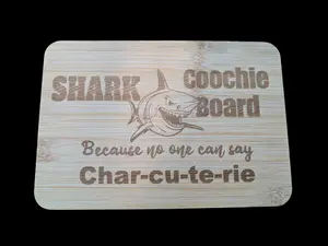 Shark Coochie Because No One Can Say Char-Cu-Te-Rie Laser Engraved Mini Bamboo Cutting Board Charcuterie | Kitchen Decor Display Conversational Piece | Humor