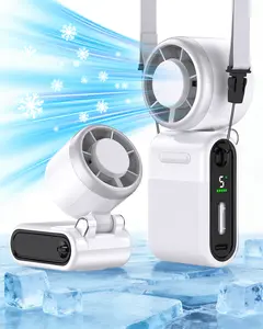 iFunSky Mini Portable Handheld Turbo Fan, 3 In 1 with Rechargeable Battery, 5 Wind Speeds, Summer Essentials USB Rechargeable Hand held Fan for Travel,Beach,Makeup,Concerts-Gery