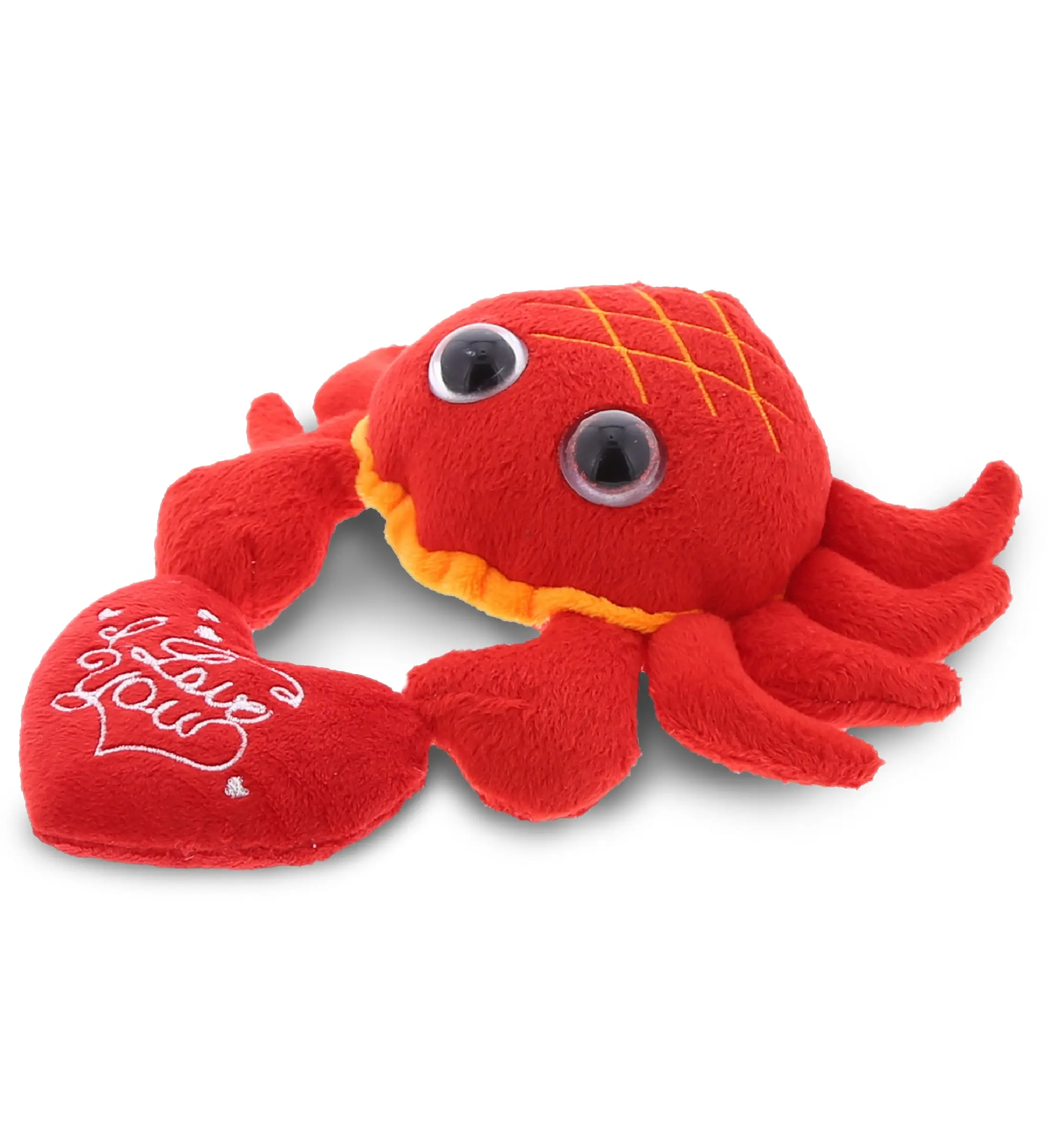 Dollibu Red Crab Stuffed Toy - 6-Inch Unisex Fabric Plush for Adults, Boys, Girls, with Big Realistic Features, Red "I Love You" Heart Design, Ideal for Bedroom Decoration & Birthday Gifts, 1 Count, 1 Dollibu Red Crab Stuffed Toy