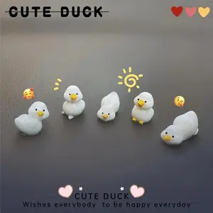 Cute Mini Duck Decorative Figurines Set of 4, Home Office Car Desktop Ornament, Adorable Small Duck Craft for Desk Decoration