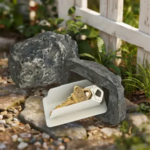 Outdoor Key Hider Box, Realistic Small Stone Design, Hidden Key Storage for Garden Pathway, Durable Weatherproof Material