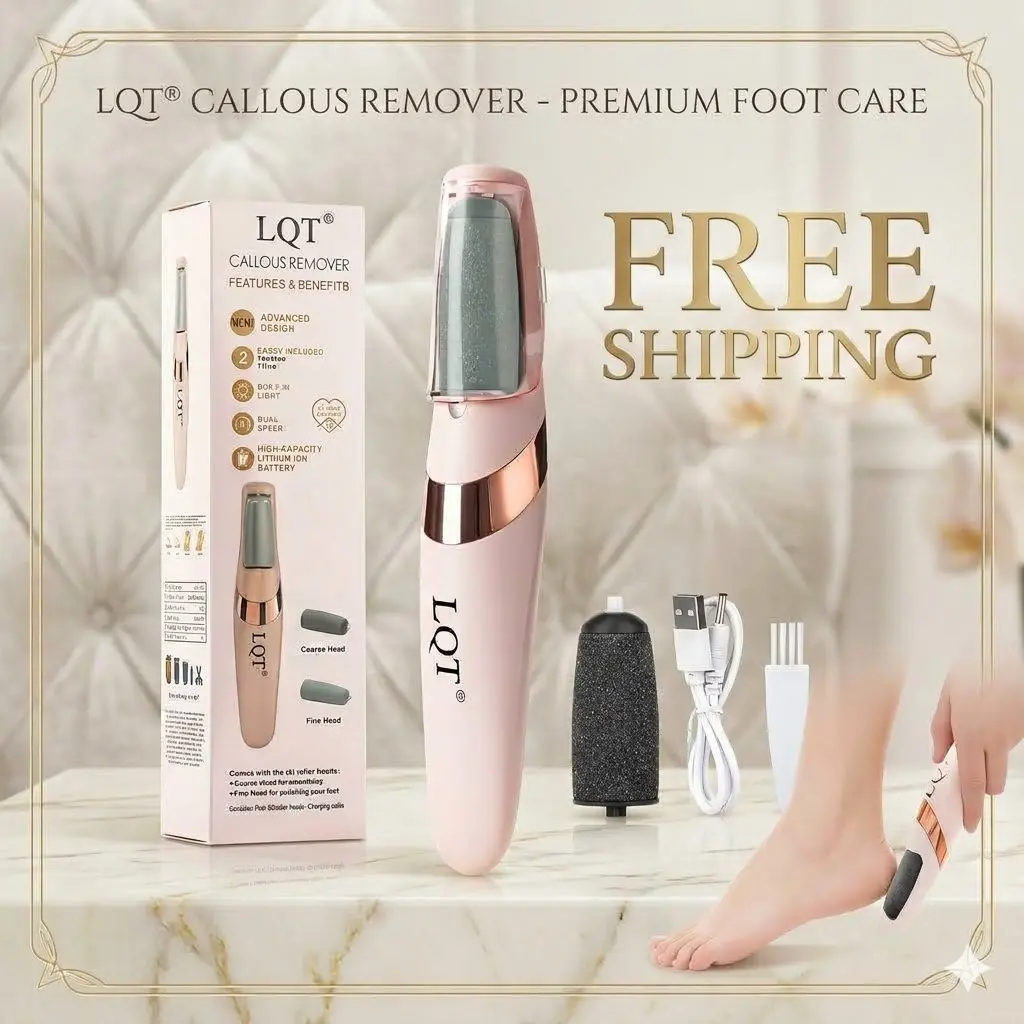 LQT Electric Callus Remover, Rechargeable Pedicure Manicure Tool for Cracked Heels, 2-Speed Deep Exfoliating Foot Grinder with 2 Replacement Roller Heads