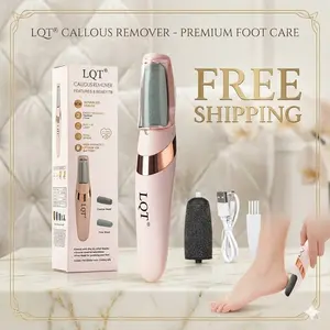 LQT Rechargeable Electric Callus Remover for Feet, Portable Foot Grinder with Dual Speed & LED Light, 2 Replaceable Roller Heads, smooth wand, USB Charging Pedicure Tool for Dead Skin, Cracked Heels & Rough Feet