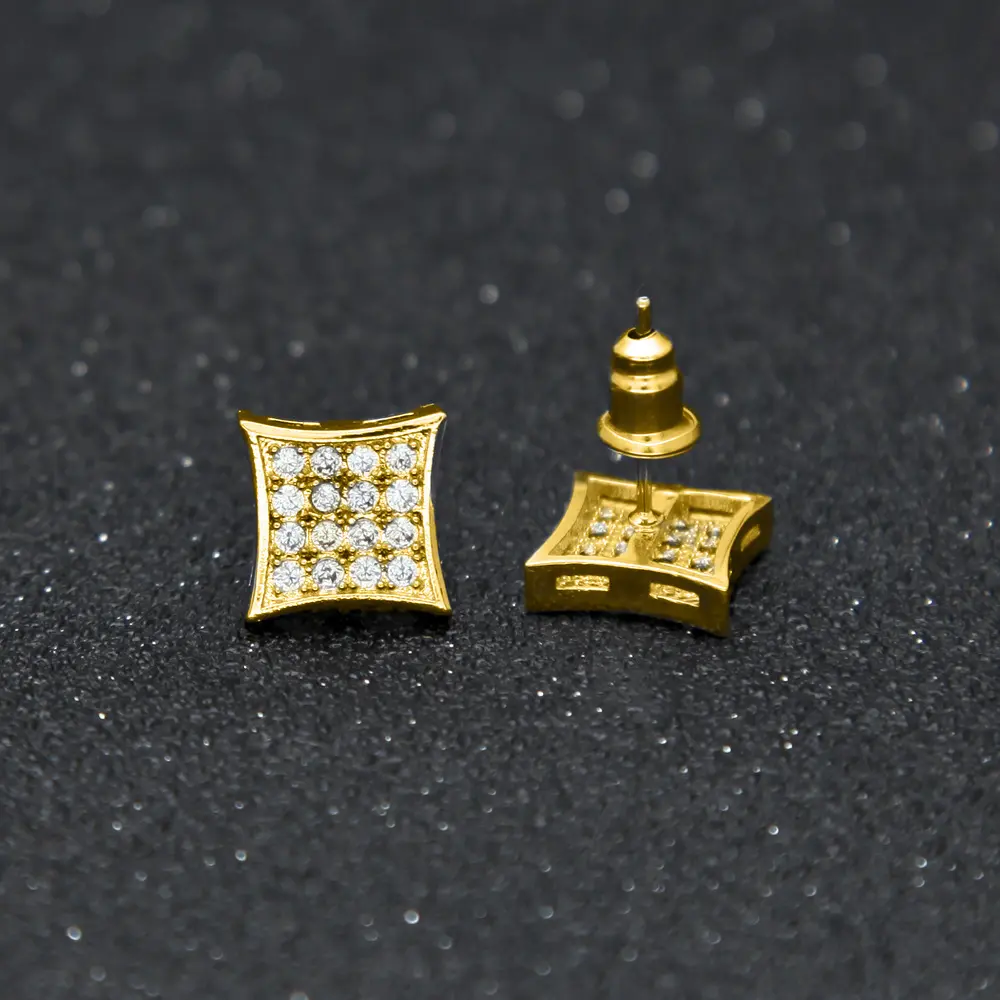 GAB Trendy CZ 8 MM stud Earrings, High Quality ZC Miami hip-hop Eardrop jewelry For man, best BF gift Jewellery Cubic Zirconia