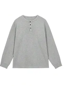 1pc Men's Henley Neck Waffle Knit Pullover T-Shirt, Henley Collar, Knit Fabric, Minimalist Casual, Button Design, Suitable For Daily Wear And Light Business Occasions, Old Money Style , Fall, Long Sleeve Top Knitted Knitwear Knitwear Menswear Christmas