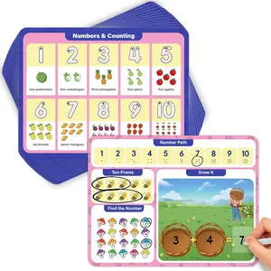 Aizweb Preschool Math Learning Activities Reusable Number Dry Erase Board Card 12 Pack for Counting Tracing Addition Montessori Manipulatives Workbook Kindergarten Classroom Must Have
