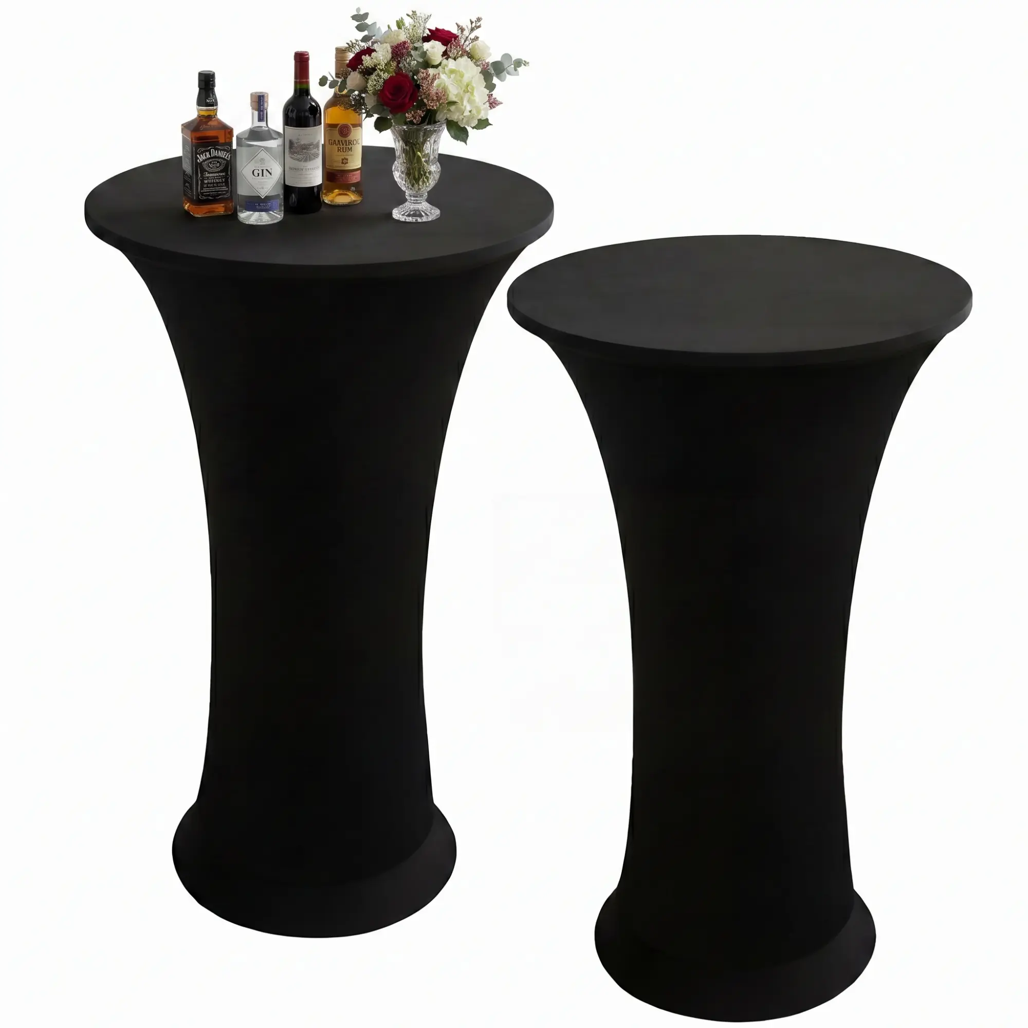 Cocktail Spandex Table Covers, 2 Pack 24"x43" Fitted Highboy Stretch Table Cover High Top Round Cocktail Tablecloth for Bar Wedding Party Banquet