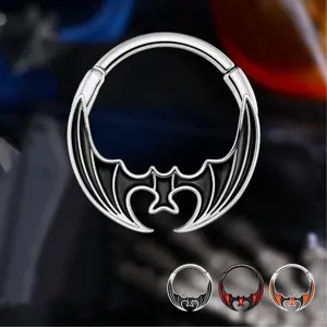 Oufer 16G Sleeping Bat Clicker Septum Piercing Jewelry for Halloween