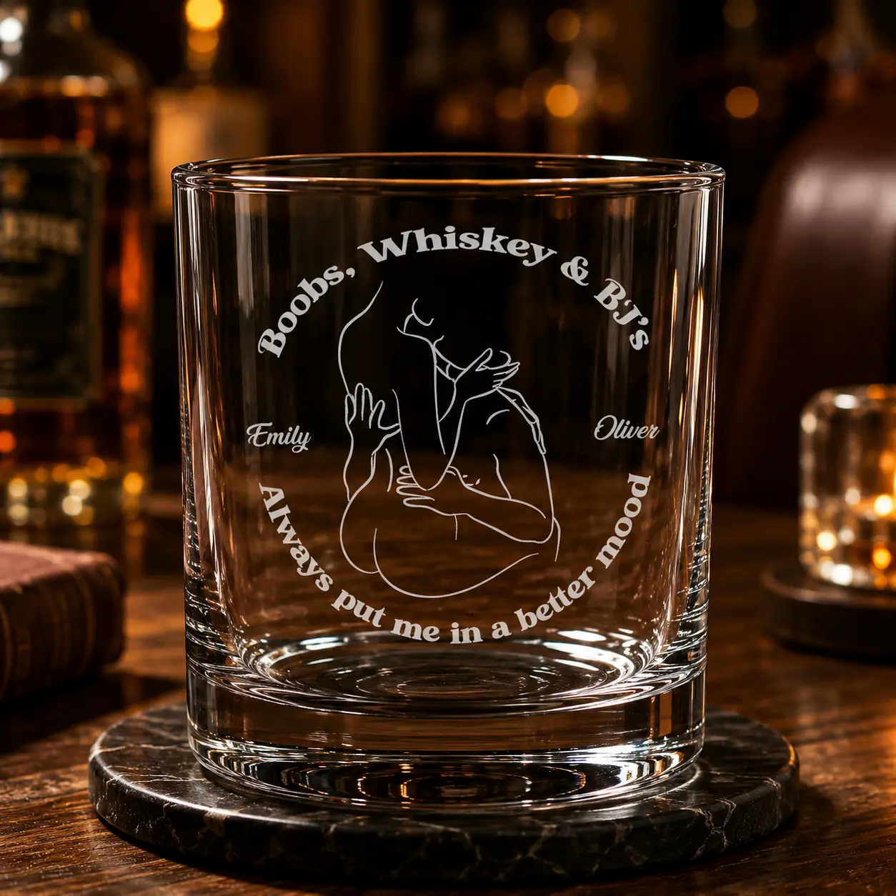 Boobs Whiskey & BJ's Whiskey Glass, Custom Couple Whiskey Glass, Funny Adult Whiskey Glass, Romantic Whiskey Glass, Personalized Name Whiskey Glass, Anniversary Gift for Couples, Boyfriend Girlfriend Gift, Husband Wife Gift, Valentine's Day Gift