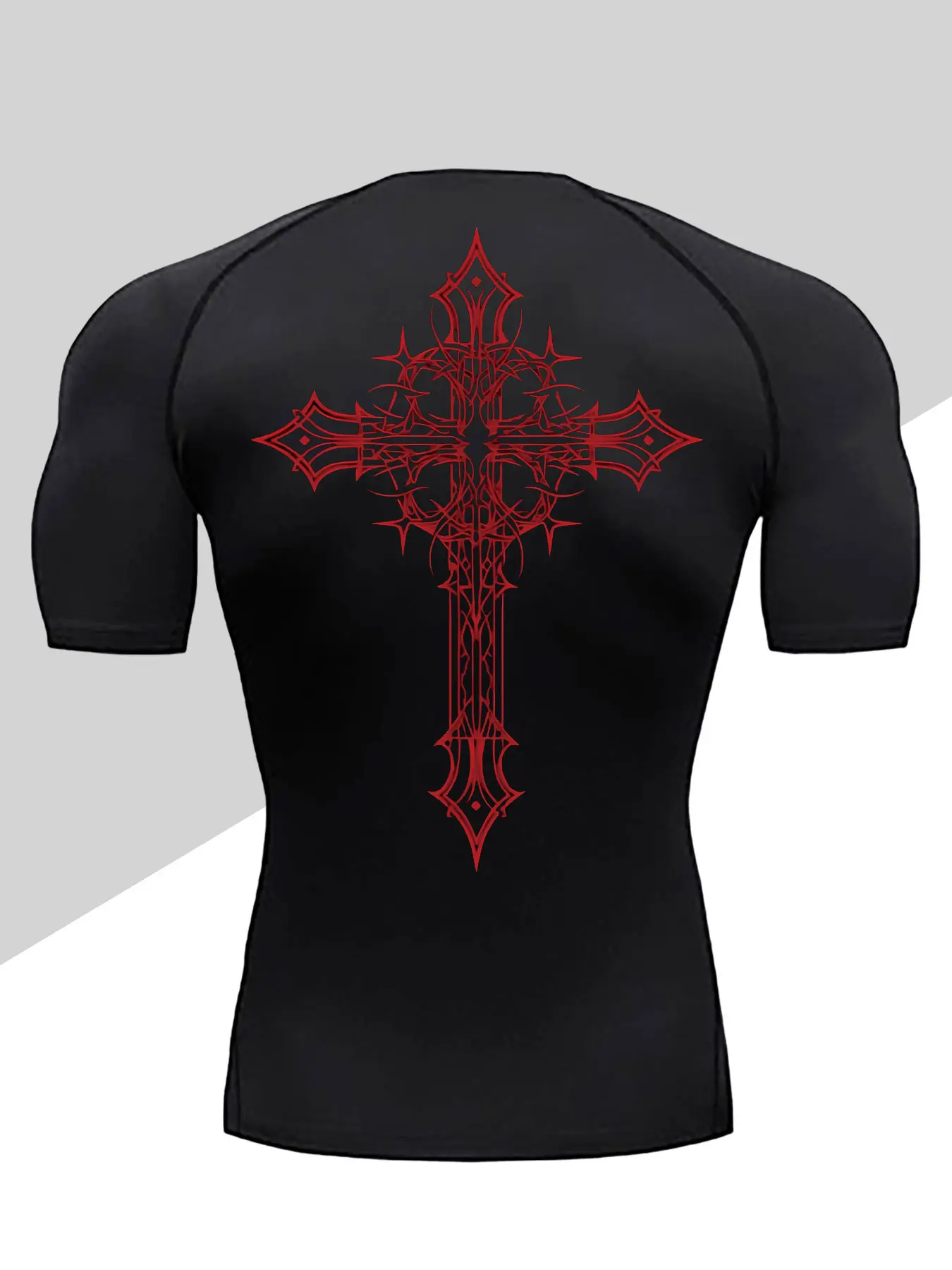 Men's Dragon Print Compression T-Shirt, Quick-Dry Breathable Stretch Fabric, Tight-Fitting Short Sleeve Top for Fitness and Outdoor Activities Compression Sports Tee